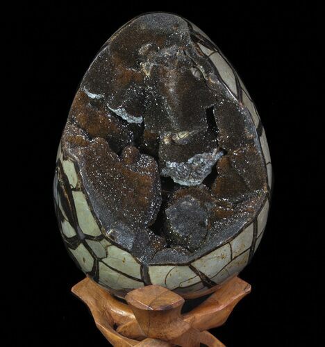 Huge, Septarian Dragon Egg Geode - Crystal Filled #63135